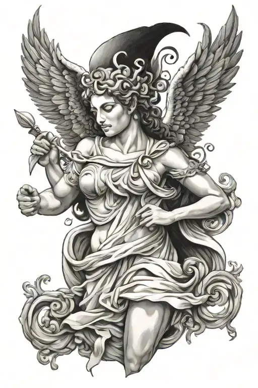 greek mythology and Angels tattoo design idea