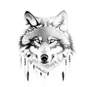 Native American wolf tattoo design idea
