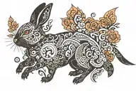 rabbit dark with patterns tattoo design idea