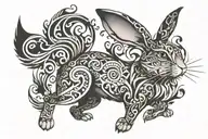 rabbit dark with patterns tattoo design idea