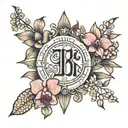 Roman numerals of 8 august 2024 surrounded by orchids  tattoo design idea