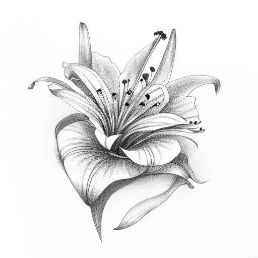 lily flower and raven bird tattoo design idea