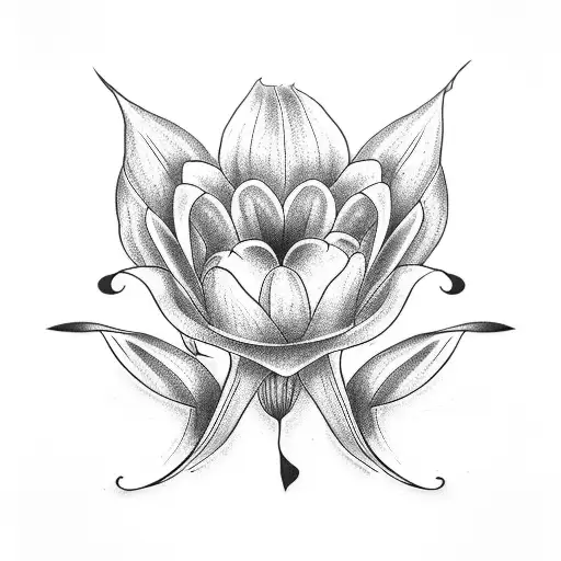 lily flower and raven bird tattoo design idea