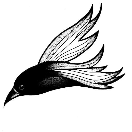 lily flower and raven bird tattoo design idea