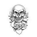 Skull roses snake knife tattoo design idea