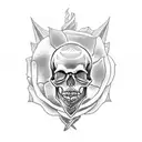 Skull roses snake knife tattoo design idea