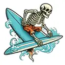 skeleton on a surf board tattoo design idea