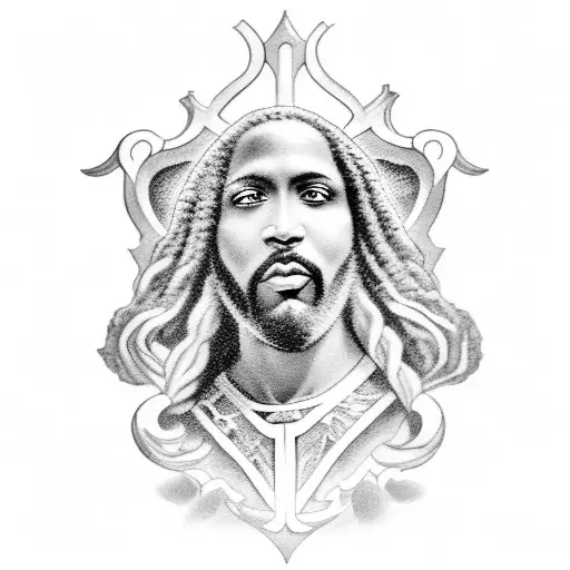 Black Jesus Romans 8:18 tattoo design idea