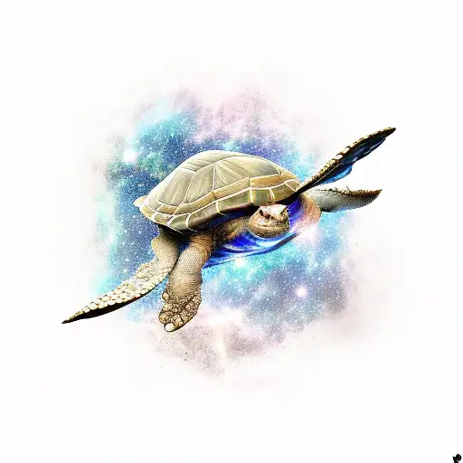 Giant Star Turtle (of the fictional species Chelys galactica) who travels through the Discworld universe's space, carryi tattoo design idea