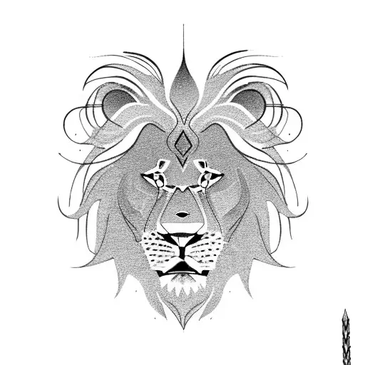 A fierce lion symbolizing strength and determination tattoo design idea