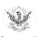 A phoenix rising from the ashes, representing resilience and never giving up tattoo design idea