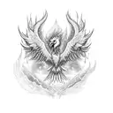 A phoenix rising from the ashes, representing resilience and never giving up tattoo design idea