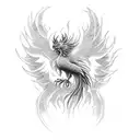 A phoenix rising from the ashes, representing resilience and never giving up tattoo design idea