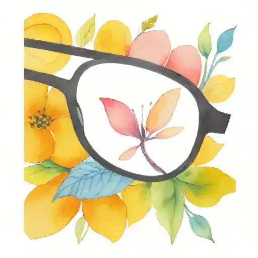 black eyeglass frame with flower intertwined tattoo design idea