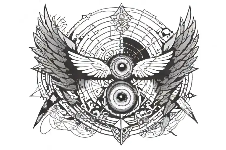 eye with cross and angel wings  tattoo design idea
