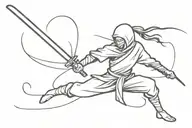 Ninja striking with katana sword tattoo design idea