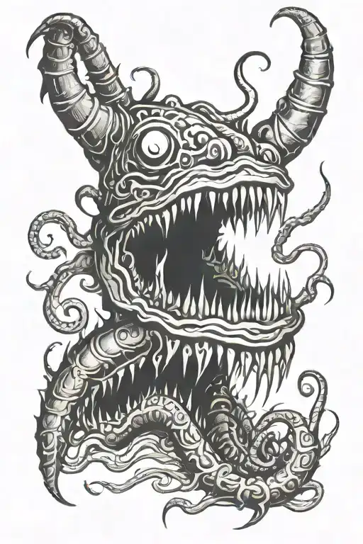 ground teeth worm tattoo design idea