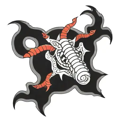 earth worm teeth  red and black  tattoo design idea