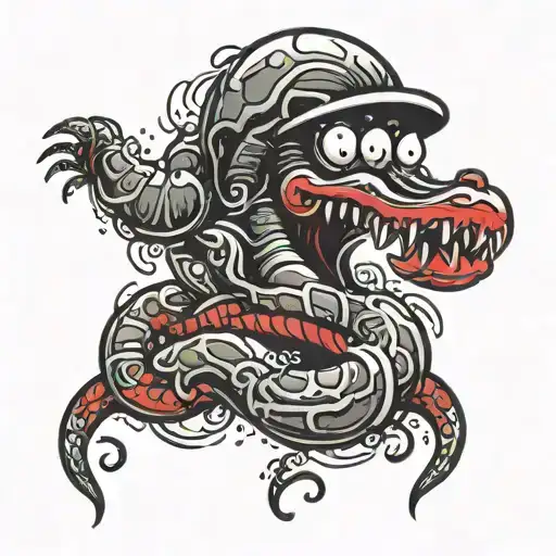 earth worm  red and black  tattoo design idea