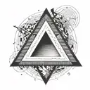 A simple triangle with black shades, with lines, that goes from the tip to the bottom tattoo design idea