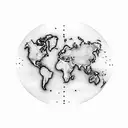 A world map with dotted lines connecting different locations and clouds floating above tattoo design idea