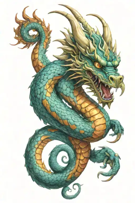 Mexican dragon coiled tattoo design idea