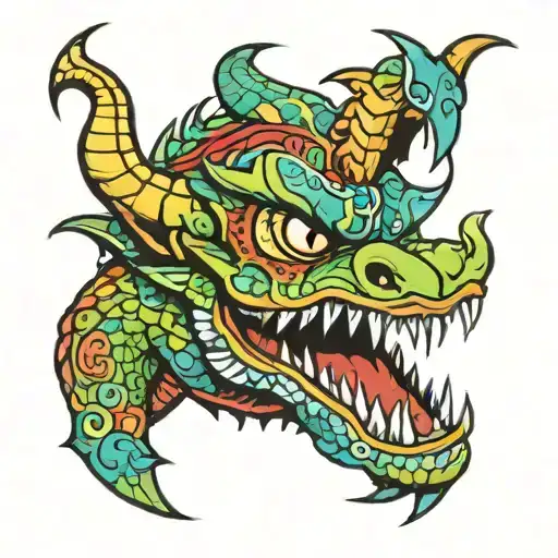 Mexican dragon tattoo design idea