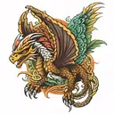 realistic Mexican dragon and eagle soaring tattoo design idea