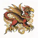 realistic Mexican dragon and eagle soaring tattoo design idea