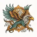 realistic Mexican dragon and eagle soaring tattoo design idea