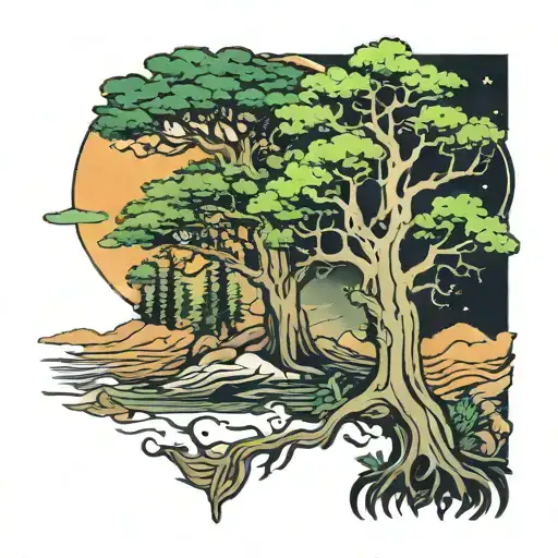 trees heaven ancestors tattoo design idea