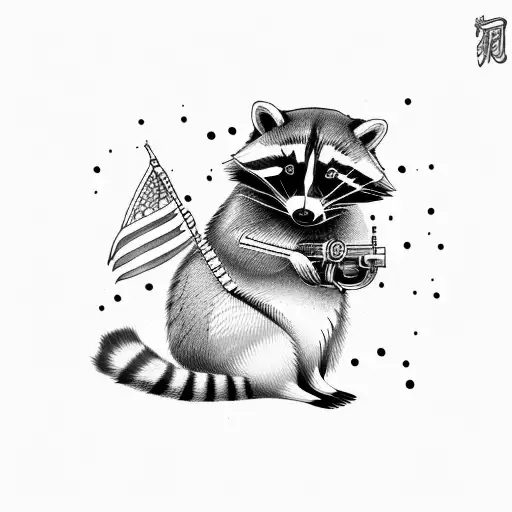raccoon with uzi tattoo design idea