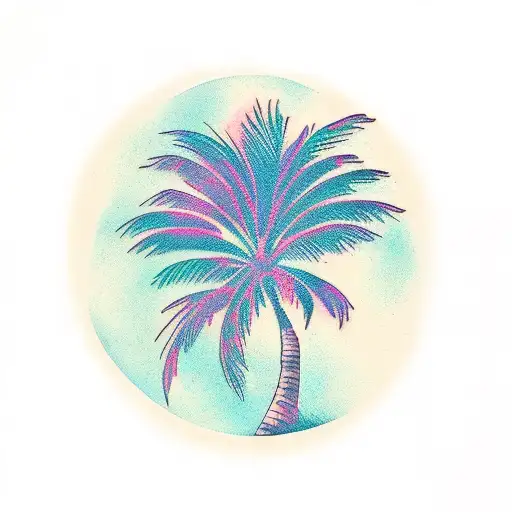 palm tree with the quote "breathe in, breathe out, move on" tattoo design idea