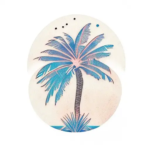 palm tree "breathe in breathe out move on" tattoo design idea