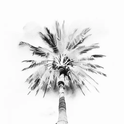 palm tree with breathe in breathe out move on  tattoo design idea