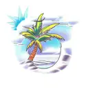 palm tree "breathe in breathe out move on" tattoo design idea
