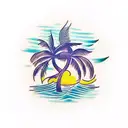 palm tree "breathe in breathe out move on" tattoo design idea