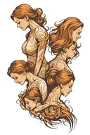 mother and 3 daughters minimalist tattoo design idea