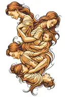 mother and 3 daughters minimalist tattoo design idea