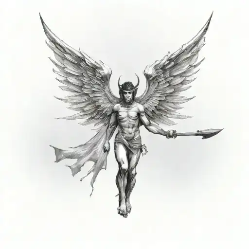 demon half angel tattoo design idea