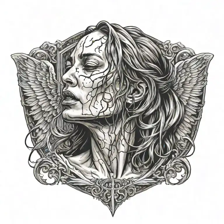 death angel crying woman tattoo design idea