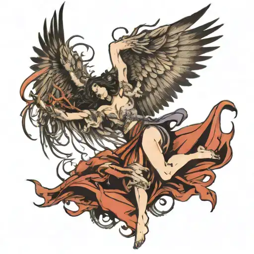 death angel falling tattoo design idea