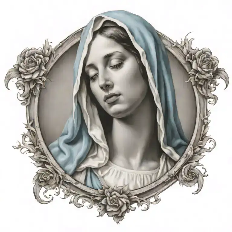 virgin mary crying  tattoo design idea