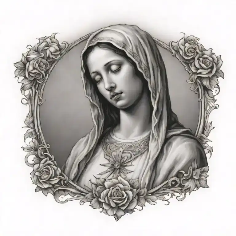 virgin mary crying  tattoo design idea
