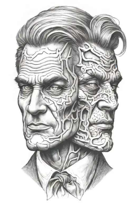 two face Gemini tattoo design idea