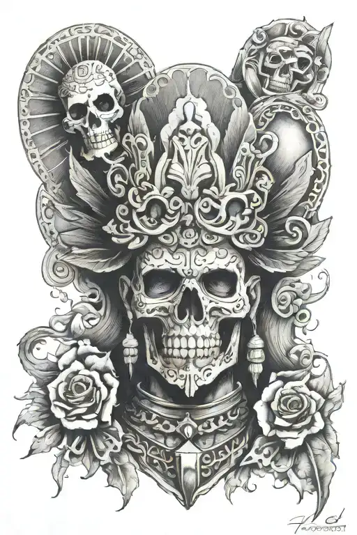 mexican god of death tattoo design idea