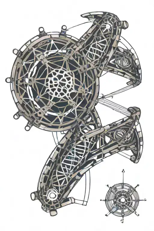 mechanical dna strand with atom structure and gemini sign  tattoo design idea