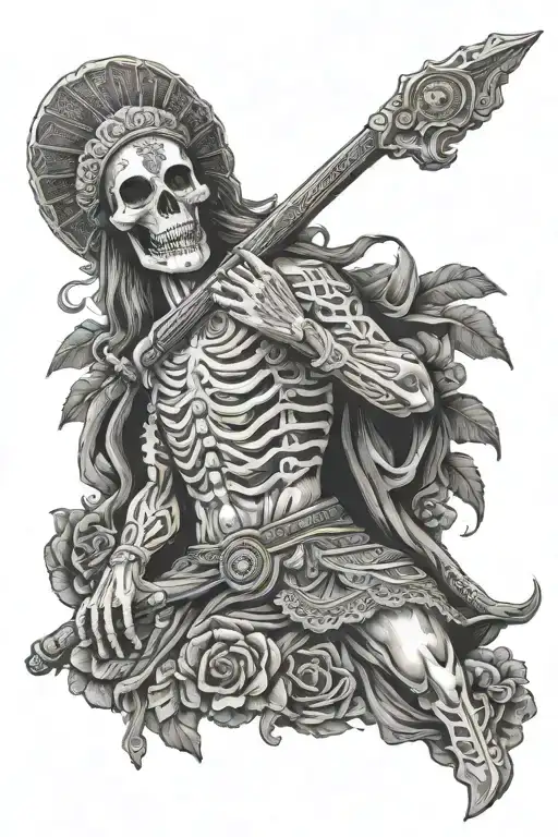 mexican god of death tattoo design idea