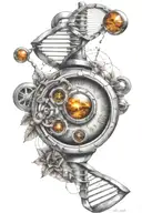  dna strand and turbo with atom structure and gemini sign tattoo design idea