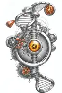  dna strand and turbo with atom structure and gemini sign tattoo design idea